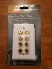 RCA DT8SWP 8-Terminal Speaker Wall Plate With Gold Connectors. White New