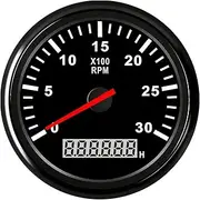 SKMWLMRAJ 85mm Car Boat Tacho Sensor Marine Tacho Meter with LCD Hourmeter 3000 4000 6000 8000 RPM Boat Tachometer 12V/24V Red Backlight Automobile Tachometer(3K-BN)