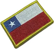 [BR44] BP0045V01 Chile Flag Embroidered Patch Gold Border Uniform Kart Kimono, Hook Fasteners Attach to Tactical Hats and Gears