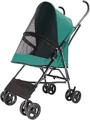 Dog Pram Pet Strollers for Small Dogs, Dog Stroller Pushchair Umbrella Structure Lightweight Pet Stroller for Cats Puppy & Kitten Carrier Breathable Installation-Free Design(Green)