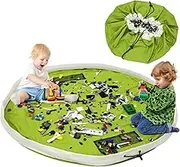Toy Storage Bag and Kids Play Mat Toys Organizer,Cotton Canvas Portable Large Size Easy Tidy Play & Storage Mat- Ideal for Lego, Duplo & Other Children's Toys for Faster Cleanup! (Orange, 60 Inches) (Green)
