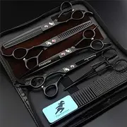 Scissors Kit for Pets, High-End 7.0" Professional Pet Grooming Scissors Set Dog Grooming Kit Straight Scissors Thinning Scissors Curved Scissors - for Left-Handed Hairdresser