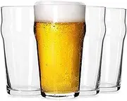 Pint Glasses,20 OZ British Beer Glass,Classics Craft Beer Glasses,Prime Beer Drinking Glasses Tumbler Set of 4, Pub Beer Glasses,Unique Design Beer Drinking Glasses Easy Stacking in The Cupboard