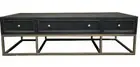 BETTIA RETRO INDUSTRIAL COFFEE TABLE BLACK/BRUSHED GOLD W/GOLD BASE 6 DRAWERS