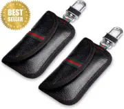 2 Pack Faraday Bag for Car Key Fob RFID Signal Blocking Anti-Theft Leather Pouch