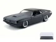 DIECAST CAR & DISPLAY CASE LETTY PLYMOUTH BARRACUDA BLACK JADA 97195 1/24 SCALE