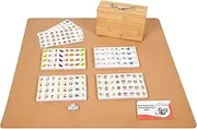 QYMZKA 2-4 Players Mahjong Block Game Set - 4 Themes (Chinese Classic/Pandas/Marine Animals/Fruits & Vegetables) with 65 * 65cm Tablecloth, 128 Tiles, 8 Blank Tiles, Mahjong Tile Game.