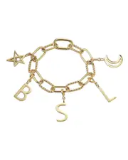 Jane Basch Cool Steel Plated Initial Charm Bracelet (A-Z)