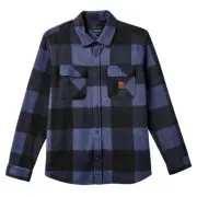 Brixton Bowery Arctic Stretch Fleece Washed Navy Black Button Up Shirt