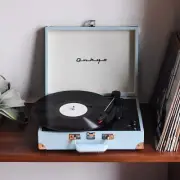 ONKYO Record Player Bluetooth Compatible/Built-in Stereo Speakers Sonic Blue