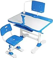 Kids Desk and Chair Set, Height Adjustable Children School Study Desk with Tilt Desktop, Bookstand, LED Lamp, Storage Drawer for Boys Girls (Color : B, Size : 70cm)