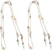 [WOFASHPURET] 2pcs Women's Fashion Glasses Chain Crystal Bead Eyeglass Lanyard Sunglass Chain for Women's Mask