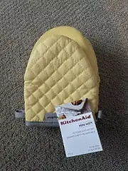 KITCHEN AID 2 PACK MINI MITT 100% COTTON SILICONE GRIP YELLOW NWT
