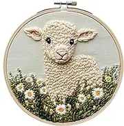 Rrlihjgu Punch Needle Kit for Beginners | Punch Stitching Kit Sheep Pattern | Arts and Crafts with Threader Instruction Fabric Hoop Yarn, Crafting Supplies for Beginners Adults