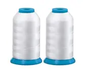 Set of 2 Huge White Spools Bobbin Thread for Embroidery Machine and