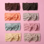 Knitted Striped Fabric Solid Color Elastic Turban Hairband Knot Bow Headband 1PC