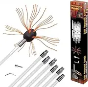 HomySpire Chimney Cleaning Brush Fireplace Flue Sweep Whip Cleaner Tools 26 Feet Rotary System Flexible 8 Rods Kit Drill Powered Chimney Cleaner