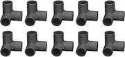 10PCS 3 Way Pipe Fittings PVC Plastic Right Angle Tee Corner Connector 20mm Inner Diameter (Black)