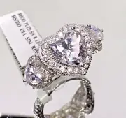 NWT BELLA LUCE HEART SHAPE DIAMOND SIMULANT RHODIUM ON STERLING SILVER RING SZ 9