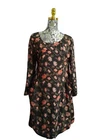 NWT Ishka Ladies Stretch Black Floral Cotton Dress Pockets Size XL