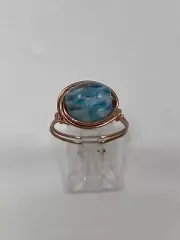 Handmade ~ Copper Wire Wrap ~ Glass Bead Ring ~ Size 9 #88