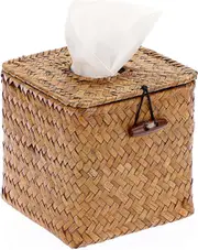 Tissue Box Square Tissue Holder Seagrass Tissue Box Cover Woven Tissue Box Holder Decorative Tissue Cover for Bathroom Tissue Box Cover Cube for Home