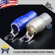 4 Gauge Platinum Spade Fork Terminal 80 pack Wire Crimp Insulated 5/16 connector