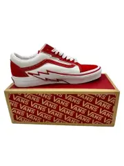 VANS Old Skool BOLT 2-Tone Red True White Low Top Men's 8 Women's 9.5 Suede Rare