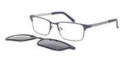 Rectangle Clip-On Metal Men's Glasses Online Blue Size 55 - Lenses Included - Private Health Rebate - Blue Light Block - SmartBuy Collection