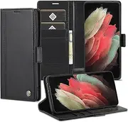 [GoshukunTech] for Samsung Galaxy S21 Ultra Case,for Galaxy S21 Ultra 5G Wallet Case,Flip Leather Wallet Cover with Card Holder Cash Pocket Magnetic Closure[ Black ]