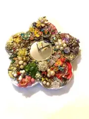 Funky Mosaics by Coral- Small Funky Jeweled Flower Mirror Wall Art