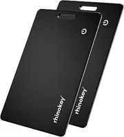 [rhinokey] Wallet Tracker Card - (3X Pack) Slim Rechargeable 1.8mm Thin Tracker, Airtag Wallet IP68 Waterproof, Apple Find My (iOS Only) Luggage Tags, Item Finder with Key Chain Hole