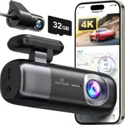 F9 Dash Cam 4K Front and Rear 1080P, Wifi GPS Car Camera with 32GB Card, Dual Da