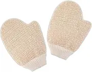MERRYHAPY Natural Sisal Plush Shower Gloves 2 Pack Bath Mitts Vegan Exfoliating Glove Body Exfoliator Shower Foot Scrubber