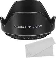 uxcell 49mm Camera Lens Hood, Flower Lens Hood Protector with Cleaning Cloth for Anti-Reflection Blocks Excess Sunlight to Reduce Lens Flare and Glare, Enhance Camera Photography