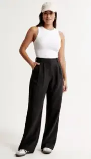 NWT 00 24r Abercrombie & Fitch Women’s Curve Love Sloane Tailored Black A&F Pant