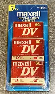 NEW!! Maxell Mini Digital Video (DV) 60 Minute Cassette Tape 5-Pack!! SEALED!!