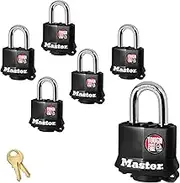 Master Lock (6) Keyed Alike Padlocks w/Thermoplastic Coating - 311KA-6
