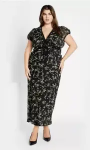 City Chic Ladies Cara Midi Short Sleeve Dress size 16 Small Colour Nightfall