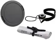 Lens Cap Side Pinch (52mm) + Lens Cap Holder + Nwv Direct Microfiber Cleaning Cloth for Nikon D3200