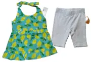 Gymboree Girl Size 6 Mint Lemons Ruffle Halter Top White Bile Shorts New w/Tags