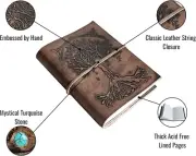 Handmade Leather Journal Refillable Lined Paper Tree of Life Writing Diary writi