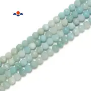 Natural Green Amazonite Hard Cut Faceted Round Beads Size 6mm 8mm 10mm15.5''Strd