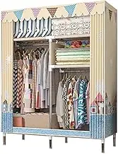 Wardrobe Portable Canvas Wardrobe, Fabric Clothes Storage Organizer with Hanging Rails, Strong Clothes Shelves for Bedroom