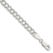 7 Inch Sterling Silver 5.25mm Solid Double Link Charm Bracelet