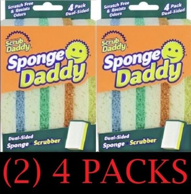 2x Scrub Daddy Sponge Daddy Dual Sided Sponge + Scrubber 4 PACK NEW - 2 PACK