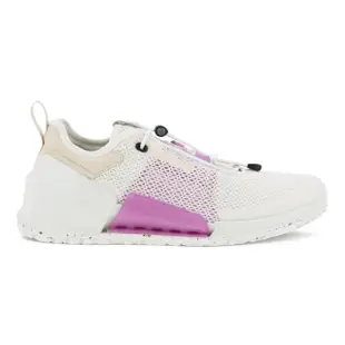 【ecco】BIOM 2.0 W 健步透氣織物極速戶外運動鞋 女鞋(白色/粉紅色 80067351214)