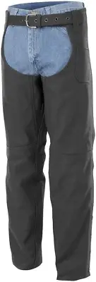 NOS RIVER ROAD 090805 CINDER MATTE LEATHER CHAPS BLACK SIZE MENS LG