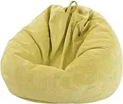 UYSOFRCV Bean Bag Cover (Without Filling), Premium Corduroy Beanbag Sofa Chair Recliner Gaming Storage Bag for Indoor Childrens Toys Storage Bag, 70x80cm,Yellow