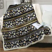 Golden Aztec Pattern over Grey Throw Blanket